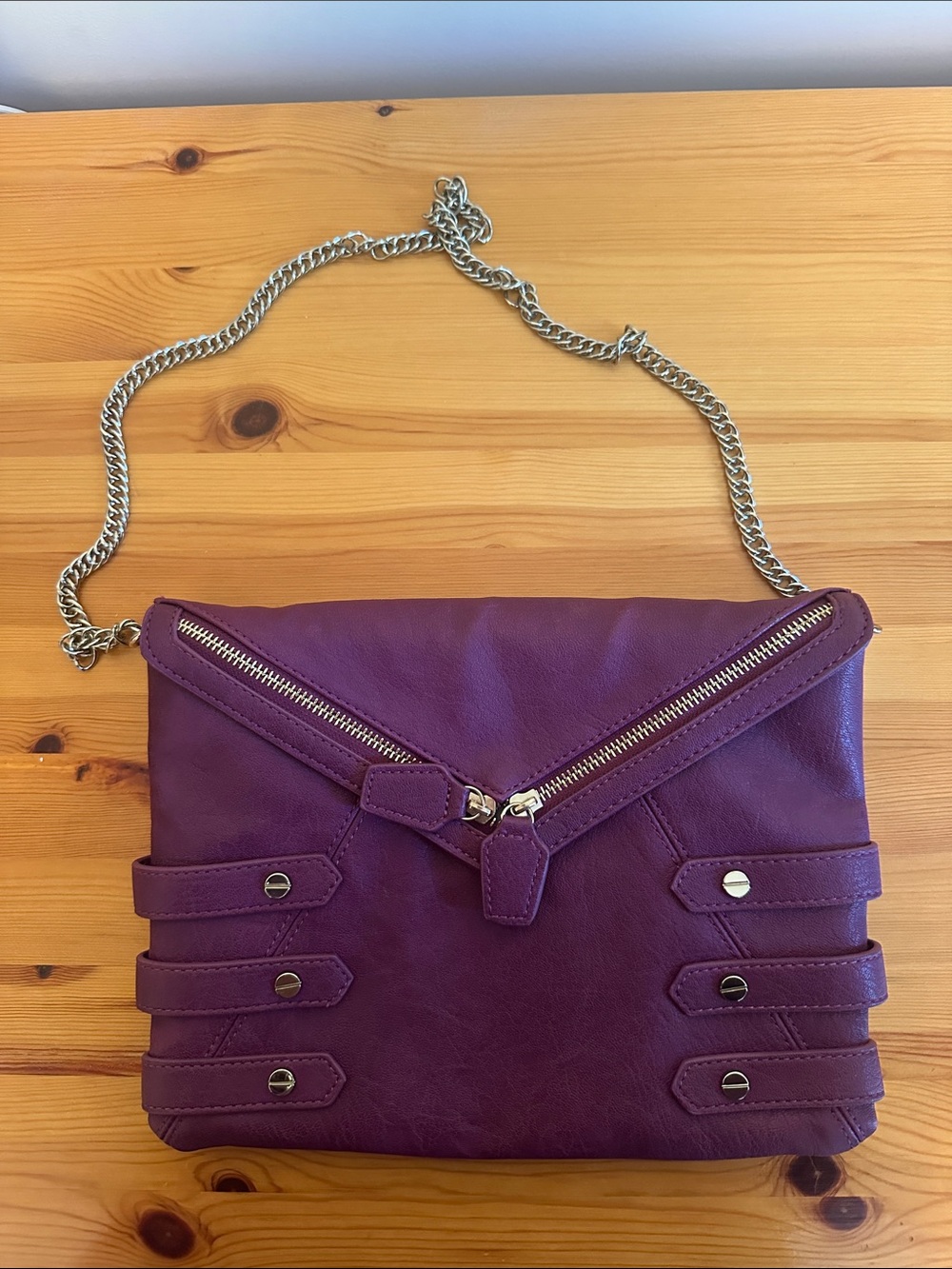Danielle Nicole Purple Vegan Leather Chain Crossbody